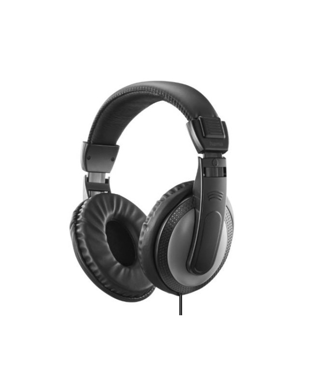 Hama (Shell II) Headphones, 3.5mm Jack (6.35mm Adapter), 40mm Drivers, 2m Cable, Padded Headband, Black/Dark Grey