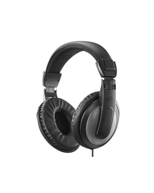 Hama (ShellTV II) Headphones, 3.5mm Jack (6.35mm Adapter), 40mm Drivers, 6m Cable, Padded Headband, Black/Dark Grey