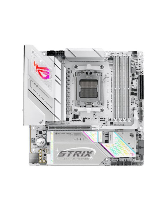 Asus ROG STRIX B850-G GAMING WIFI, AMD B850, AM5, Micro ATX, 4 DDR5, HDMI, DP, Wi-Fi 7, 2.5G LAN, RGB, 4x M.2, White