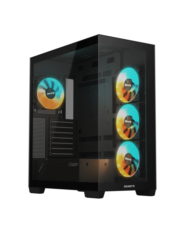 Gigabyte C500 Panoramic Stealth RGB Gaming PC Case, Tempered Glass, Optimized Airflow, ATX/Micro-ATX, Support for Liquid Cooling, Stealth Motherboard Compatible