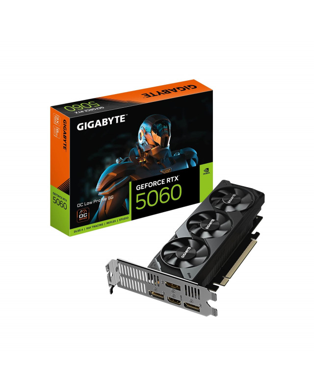 GeForce RTX 5060 OC Low Profile OC 8GB GDDR7 Graphics Card, 3840 CUDA Cores, 2512 MHz Core Clock, Triple Fan, 3x DisplayPorts / 1x HDMI Port