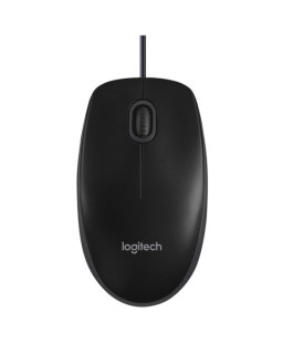 Logitech B100 Wired Optical Mouse, USB, 800 DPI, Ambidextrous, Black, OEM