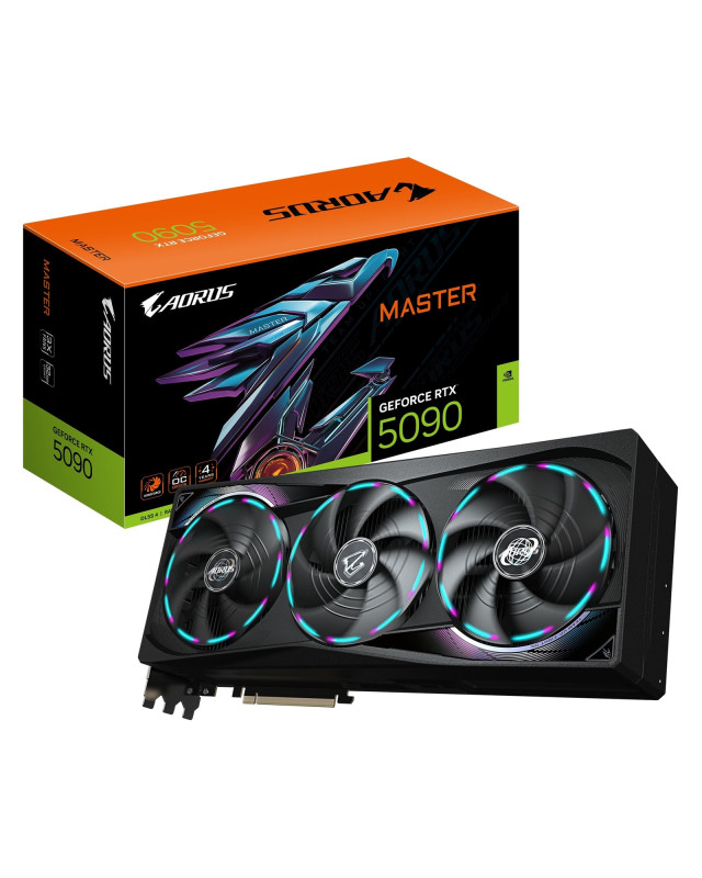 Gigabyte NVIDIA GeForce RTX 5090 AORUS MASTER 32G Graphics Card, 32GB GDDR7, 21760 CUDA Cores, 2655 MHz Core Clock, Triple Fan, RGB, 3x DisplayPorts / 1x HDMI Port