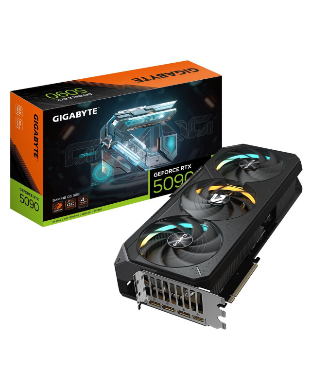 Gigabyte NVIDIA GeForce RTX 5090 GAMING OC 32G Graphics Card, 32GB GDDR7, 21760 CUDA Cores, 2550 MHz Core Clock, Triple Fan, RGB, 3x DisplayPorts / 1x HDMI Port