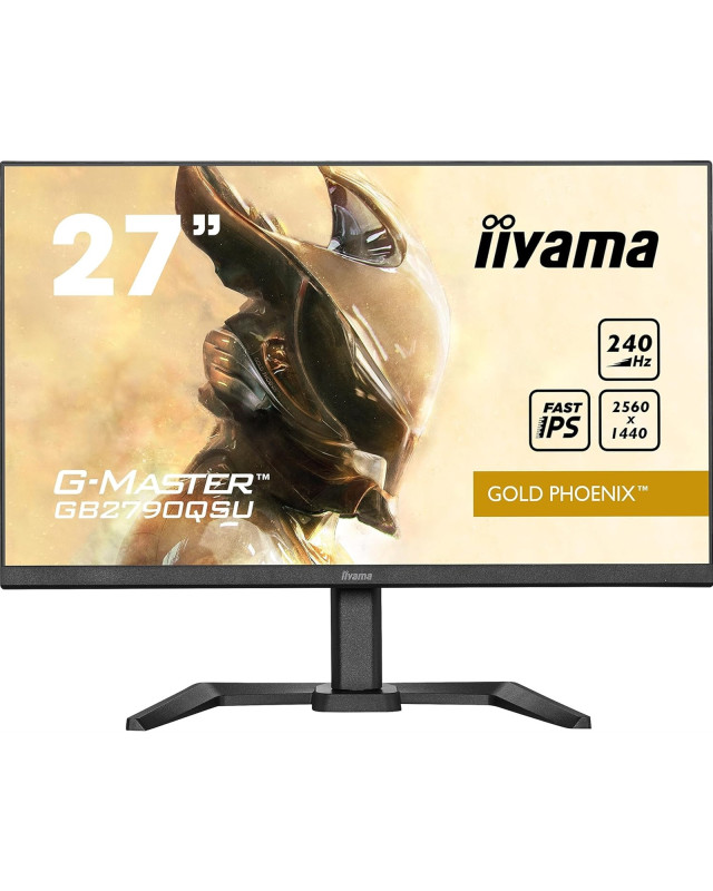iiyama G-MASTER Gold Phoenix GB2790QSU-B5 27 inch IPS Gaming Monitor, QHD, 1ms, HDMI, DisplayPort, USB Hub, Freesync, 240Hz, Speakers, Black, Internal PSU, VESA, Height Adjustable