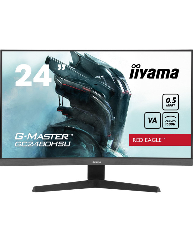 iiyama G-Master GC2480HSU-B1 Red Eagle Curved Gaming Monitor, 23.6 Inch,Full HD, 180Hz, 0.5ms, FreeSync, HDMI, Display Port, USB Hub