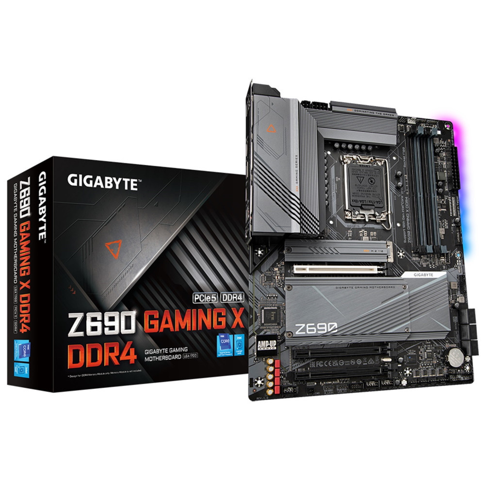 Gigabyte Z690 GAMING X DDR4 Motherboard, Intel Socket 1700, 12th Gen, 4 x PCIe 4.0, ATX, USB 3.2 Type C, RGB, 2.5GbE LAN