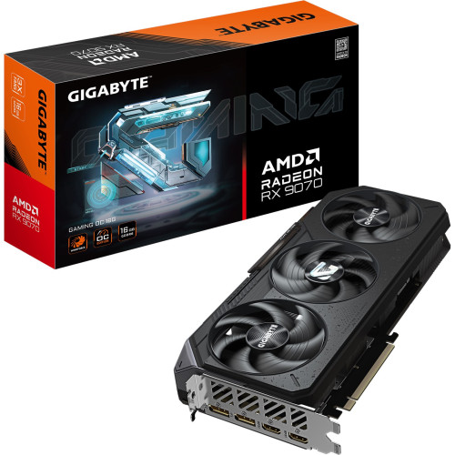 Gigabyte AMD Radeon RX 9070 GAMING OC 16G Graphics Card, 16GB GDDR6, 3584 Streams, TBD MHz Core Clock, Triple Fan, RGB