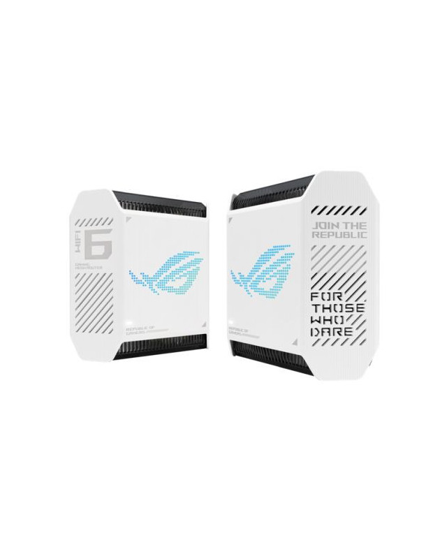 Asus (GT6 2-Pack White) ROG Rapture AX10000 Tri-Band Gaming Mesh Wi-Fi 6 System, 2.5G LAN, AiMesh, RangeBoost Plus, AiProtection Pro, RGB