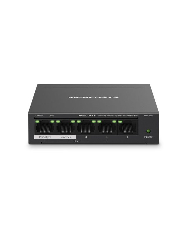 Mercusys (MS105GP) 5-Port Gigabit Desktop Switch with 4-Port PoE+, Steel Case