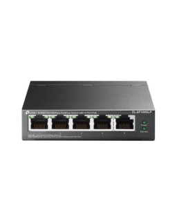 TP-LINK (TL-SF1005P) 5-Port 10/100 Unmanaged Desktop Switch, 4 Port PoE, Steel Case