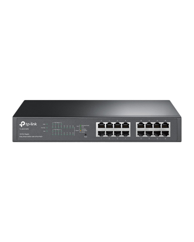 TP-LINK (TL-SG1016PE) 16-Port Gigabit Easy Smart Desktop/Rackmount Switch, 8-Port PoE+, Metal