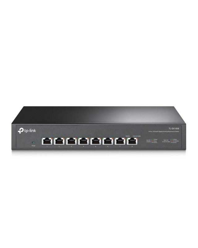 TP-LINK (TL-SX1008) 8-Port Unmanaged 10G Multi-Gigabit Desktop/Rackmount Switch, 8x 100/1G/2.5G/5G/10G, Low-Noise Fan, Steel Case