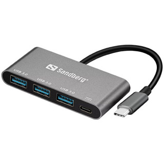 Sandberg External 4-Port USB Hub - USB-C Male,...