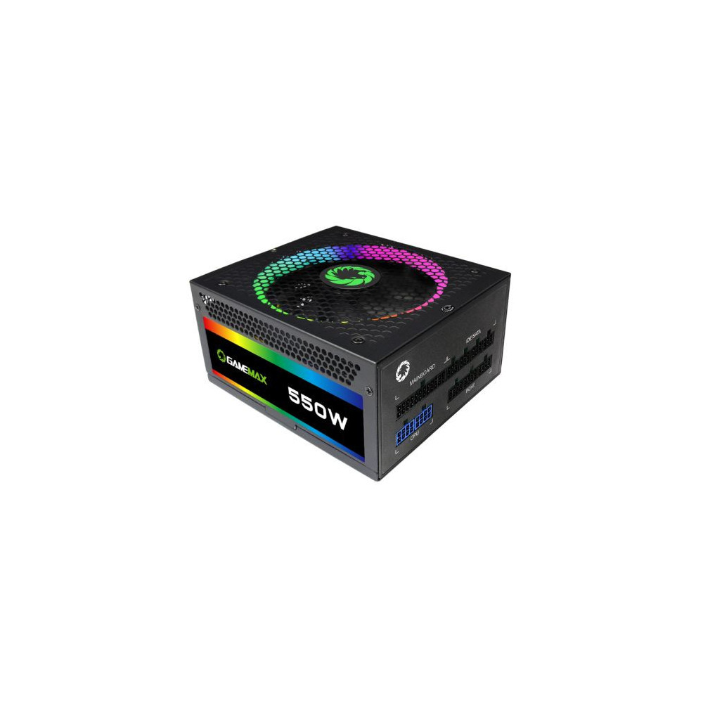 GameMax 550W RGB PSU, Fully Modular, 14cm ARGB Fan, 80+ Gold, RGB Controller (Various Modes), Power Lead Not Included