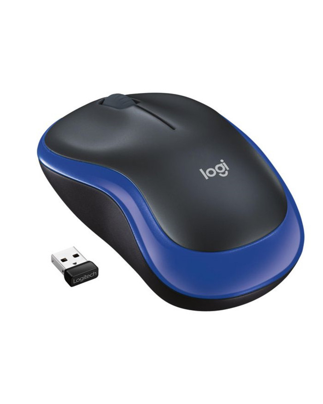 Logitech M185 Wireless Notebook Mouse, USB Nano Receiver, Black/Blue