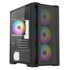 CiT Vento Gaming Case w/ Glass Side, Micro ATX, Mesh Front, 4 ARGB Fans, ARGB Hub, LED Button, 280mm Radiator & 320mm GPU Suppor