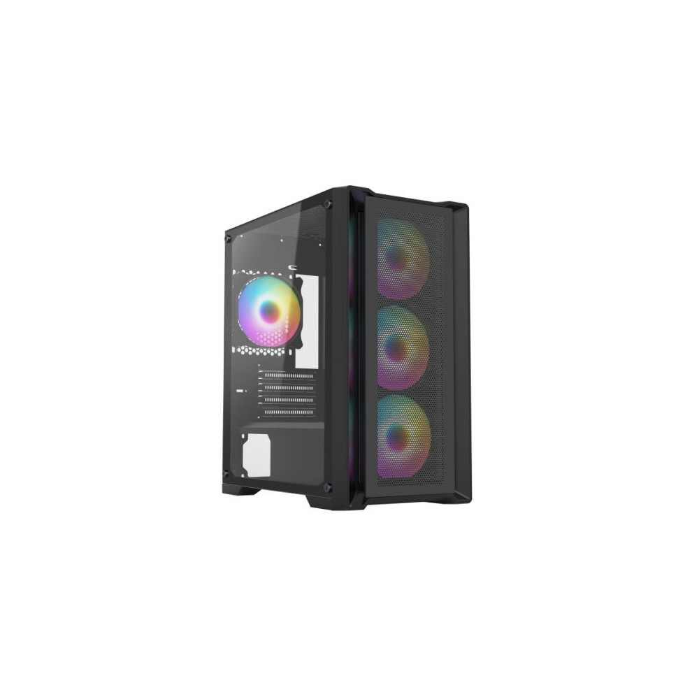 CiT Vento Gaming Case w/ Glass Side, Micro ATX, Mesh Front, 4 ARGB Fans, ARGB Hub, LED Button, 280mm Radiator & 320mm GPU Suppor
