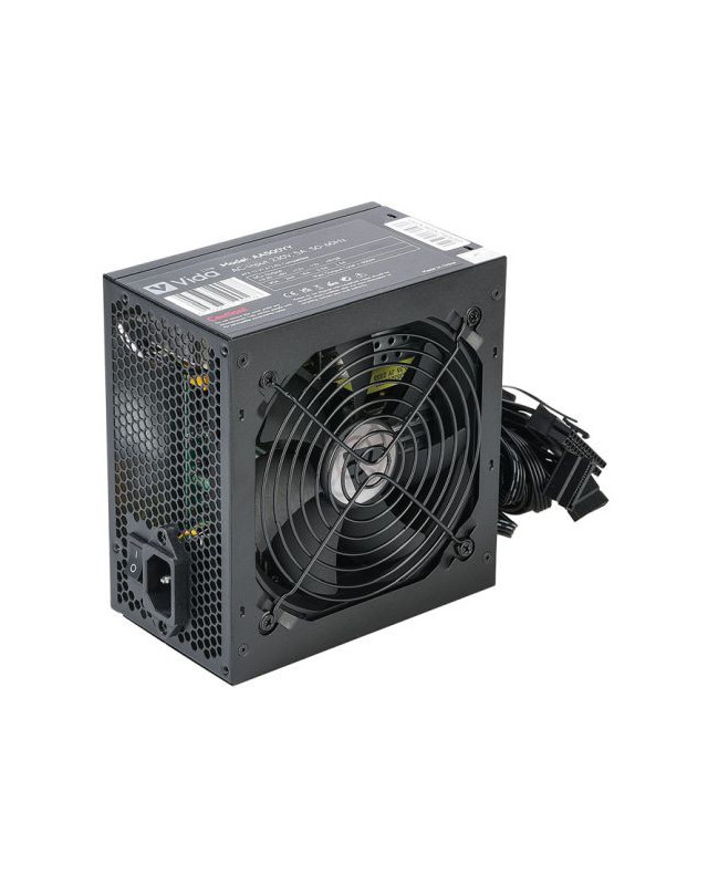 Vida Lite 500W ATX PSU, Fluid Dynamic Ultra-Quiet Fan, Flat Black Cables, Power Lead Not Included, Black