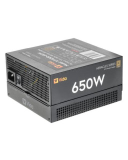Vida 650W Heracles Black ATX Gaming PSU, 80+ Bronze, 14cm Ultra-Quiet FDM Fan, Flat Black Cables, Power Lead Not Included