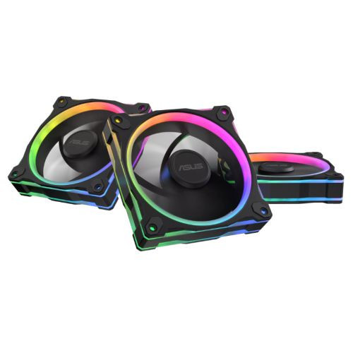 Asus Prime MR120 ARGB 12cm PWM Case Fans (3 Pack), Sleeve Bearing, 28mm Frame, Dual-Sided Lighting, 1600 RPM, Black