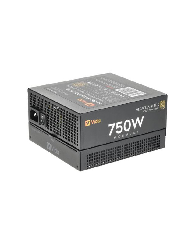 Vida 750W Heracles Black ATX 3.1 Gaming PSU, 80+ Gold, Fully Modular, 14cm Ultra-Quiet FDM Fan, Flat Black Cables, PCIe 5.1, Power Lead Not Included