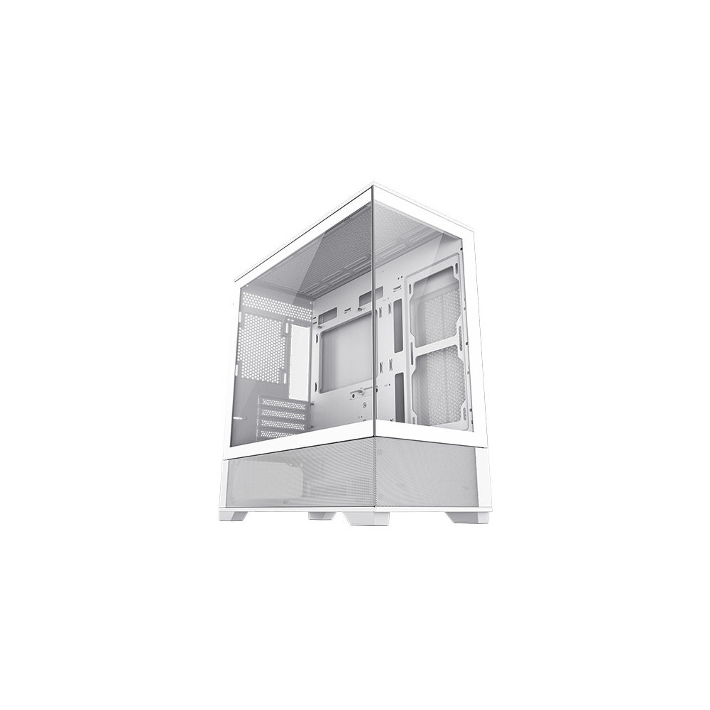 GameMax Vista Micro ATX Gaming Case w/ Glass Side & Front, Mesh Panelling, No Fans inc., ARGB PWM Fan Hub, White
