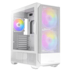 Antec NX416L ARGB Gaming Case w/ Glass Window, ATX, 3x ARGB Fans, Mesh Front, LED Control Button, USB-C, White
