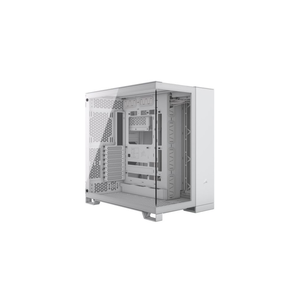 Corsair 6500X Dual Chamber Gaming Case w/ Glass Side & Front, ATX, Mesh Panels, USB-C, Asus BTF Compatible, White