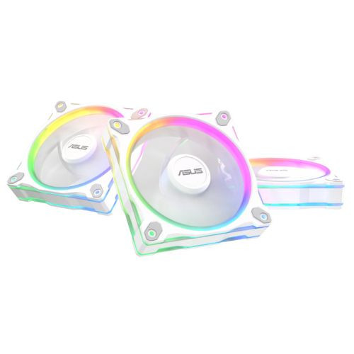 Asus Prime MR120 ARGB Reverse Blade 120mm PWM Case Fans (3 Pack), Sleeve Bearing, 28mm Frame, Dual-Sided Lighting, 1600 RPM, Whi