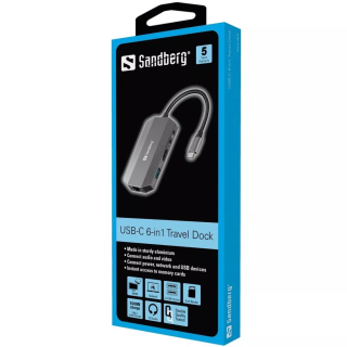 Sandberg 136-33 USB-C 6-in1 Travel Dock.