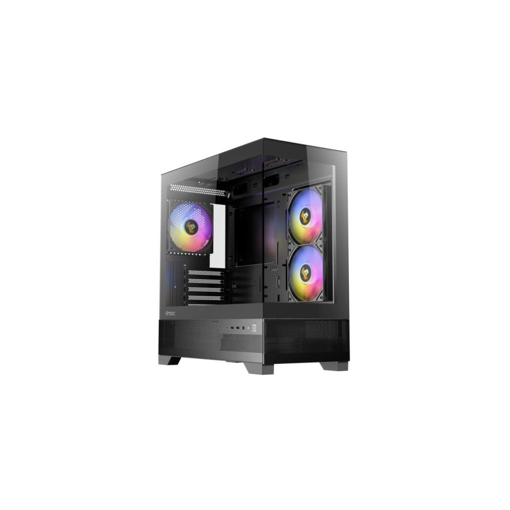 Antec CX500M RGB Gaming Case w/ Glass Side & Front, Micro ATX, 3x RGB Fans, LED Button, 410mm GPU Support, USB-C, Black