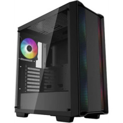 DeepCool CC560 ARGB Case, Gaming, Black, Mid Tower, 1 x USB 3.0 / 1 x USB 2.0, Tempered Glass Side Window Panel, Abundant Airflo
