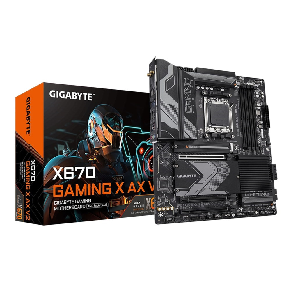 Gigabyte X670 GAMING X AX V2 AMD AM5 Socket Motherboard, ATX, 4x DDR5 Slots, 4x M.2 Sockets, 2x USB-C Port, Fitted I/O Shield, 2