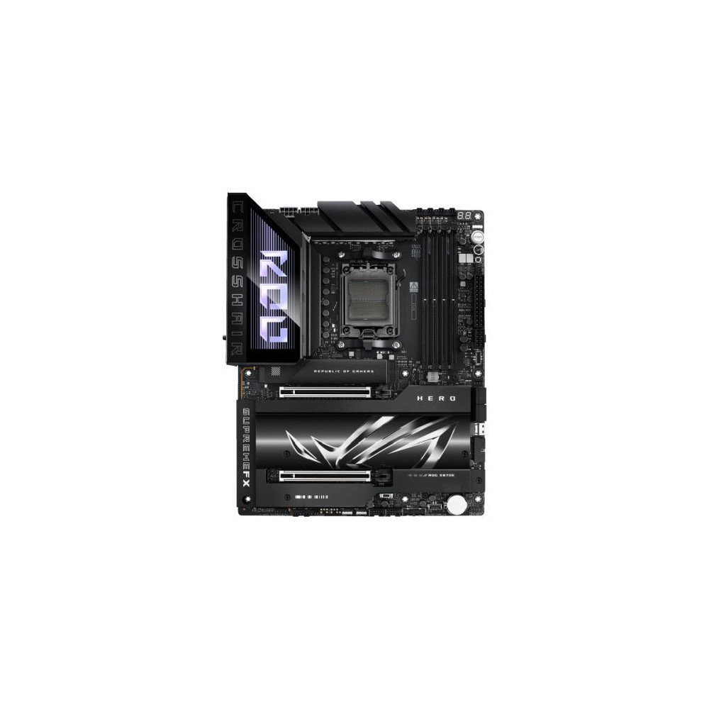 Asus ROG CROSSHAIR X870E HERO, AMD X870E, AM5, ATX, 4 DDR5, HDMI, 2 USB4, Wi-Fi 7, 5G & 2.5G LAN, PD 60W, RGB, 5x M.2