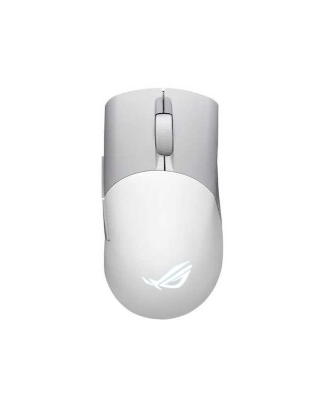 Asus ROG Keris AimPoint Wired/Wireless/Bluetooth Optical Gaming Mouse, 36000 DPI, Swappable Switches, RGB, Mouse Grip Tape, White