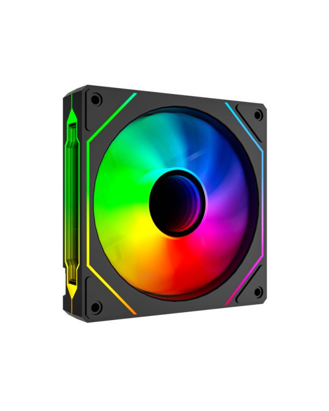 Vida Infinity02 12cm ARGB PWM Case Fan, Hydraulic Bearing, Infinity Mirror Effect on Centre & Sides, 800-1800 RPM, Black
