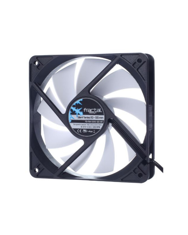 Fractal Design Silent Series R3 12cm Case Fan, Rifle Bearing, 1200 RPM, Black & White
