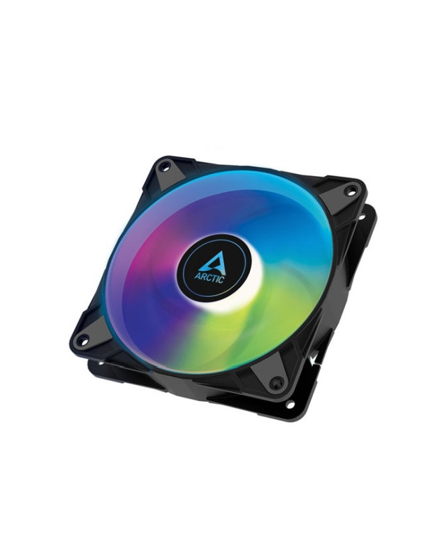 Arctic 12cm P12 Pressure Optimised PWM PST ARGB Case Fan, Fluid Dynamic, 12 LEDs, 0-2000 RPM, 0dB Mode, Black
