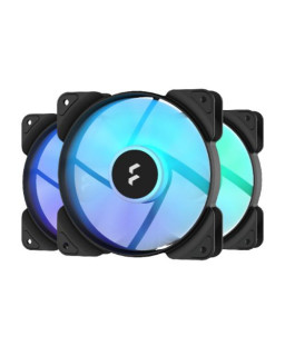 Fractal Design Aspect 12 12cm RGB Case Fans (3 Pack), Rifle Bearing, Supports Chaining, Aerodynamic Stator Struts, 1200 RPM, Black Frame