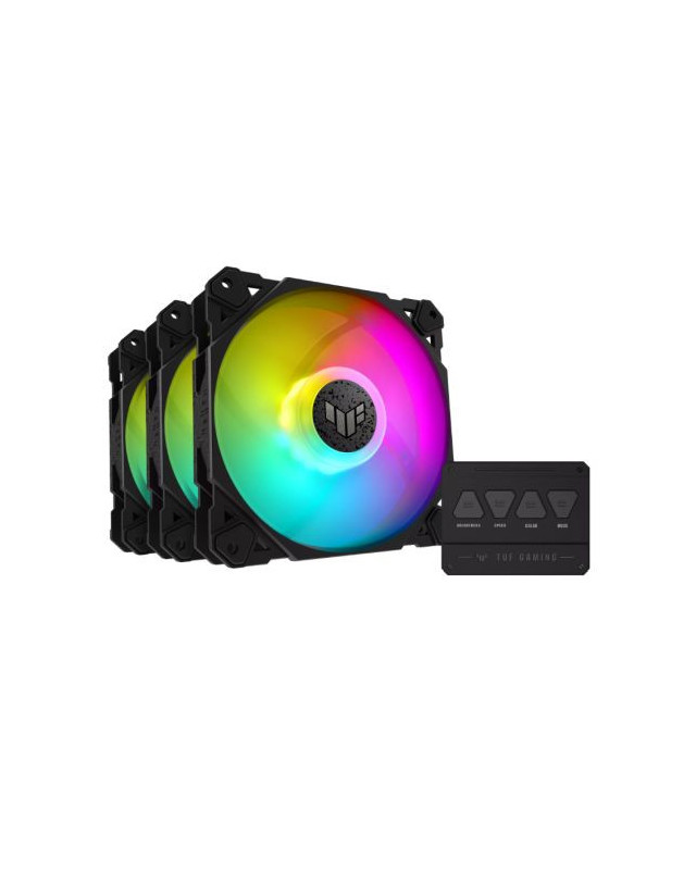 Asus TUF Gaming TF120 ARGB 12cm PWM Case Fans (3 Pack), Fluid Dynamic Bearing, Double-layer LED Array, Up to 1900 RPM, ARGB Hub included