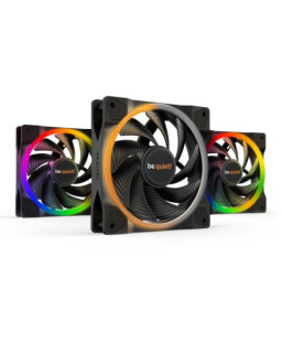 Be Quiet! (BL077) Light Wings 12cm PWM ARGB High Speed Case Fans (3 Pack), Rifle Bearing, 18 LEDs, Front & Rear Lighting, Up to 2500 RPM, ARGB Hub included