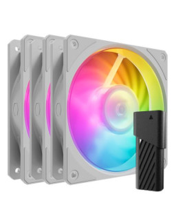Cooler Master Mobius 120P ARGB PWM 12cm Case Fans (3-Pack), Ring Blade Design, 0-2400 RPM, Loop Dynamic Bearing, White, ARGB Controller Included