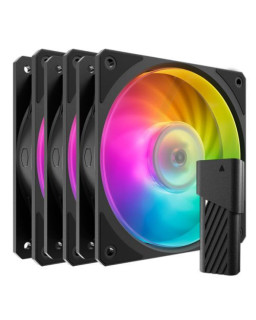 Cooler Master Mobius 120P ARGB PWM 12cm Case Fans (3-Pack), Ring Blade Design, 0-2400 RPM, Loop Dynamic Bearing, Black, ARGB Controller Included