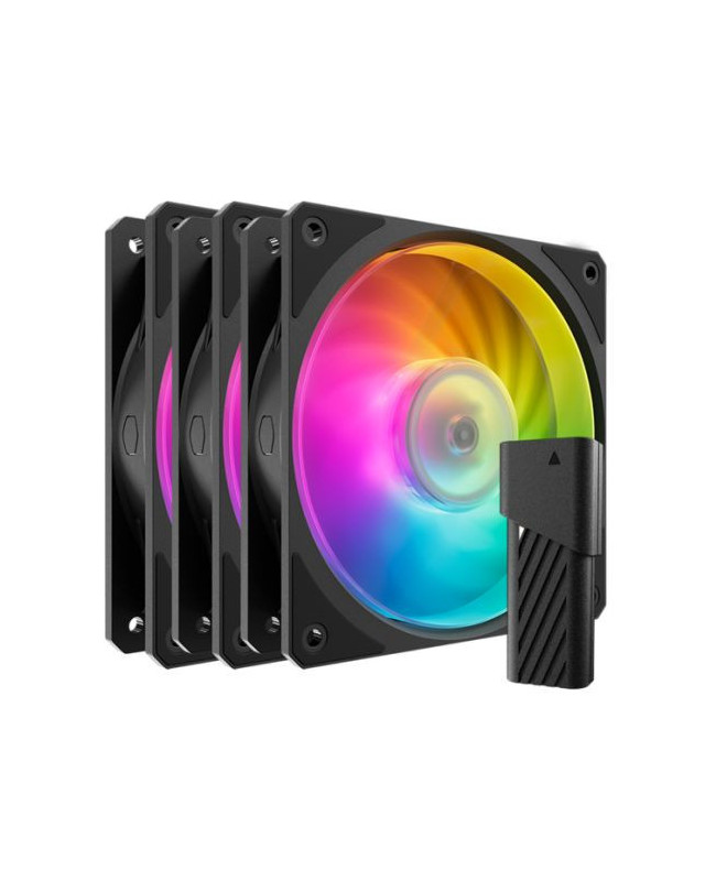 Cooler Master Mobius 120P ARGB PWM 12cm Case Fans (3-Pack), Ring Blade Design, 0-2400 RPM, Loop Dynamic Bearing, Black, ARGB Controller Included
