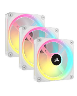 Corsair iCUE LINK QX120 12cm PWM RGB Case Fans (3 Pack), 34 RGB LEDs, Magnetic Dome Bearing, 2400 RPM, iCUE LINK Hub Included, White