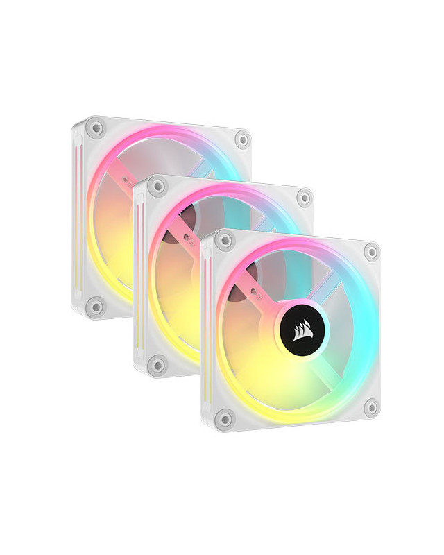 Corsair iCUE LINK QX120 12cm PWM RGB Case Fans (3 Pack), 34 RGB LEDs, Magnetic Dome Bearing, 2400 RPM, iCUE LINK Hub Included, White