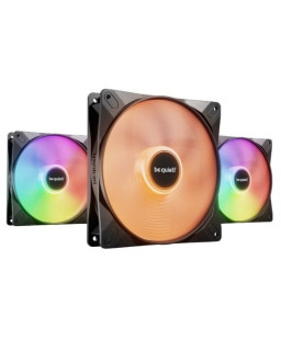 Be Quiet! (BL130) Light Wings LX 14cm PWM High-Speed ARGB Case Fans (3 Pack), Rifle Bearing, Impeller w/ 16 LEDs, Daisy-Chain, Up to 1800 RPM, Black