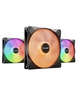 Be Quiet! (BL127) Light Wings LX 14cm PWM ARGB Case Fans (3 Pack), Rifle Bearing, Impeller w/ 16 LEDs, Daisy-Chain, Up to 1200 RPM, Black