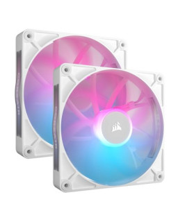 Corsair iCUE LINK RX140 RGB 14cm PWM Case Fans (2 Pack), 8 ARGB LEDs, Magnetic Dome Bearing, 1700 RPM, iCUE LINK Hub Included, White